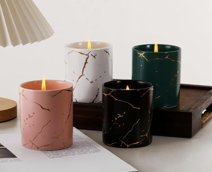 Generic Marble Candles with Gold Splatter